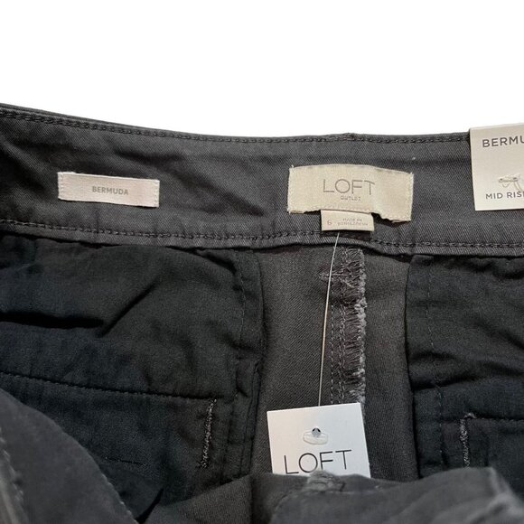 Loft Outlet NWT Dark Grey/Charcoal Mid Rise Roll Up Bermuda Shorts Size 6 - Picture 3 of 11